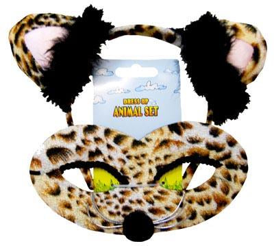 Animal Costume Headband & Mask Set Leopard