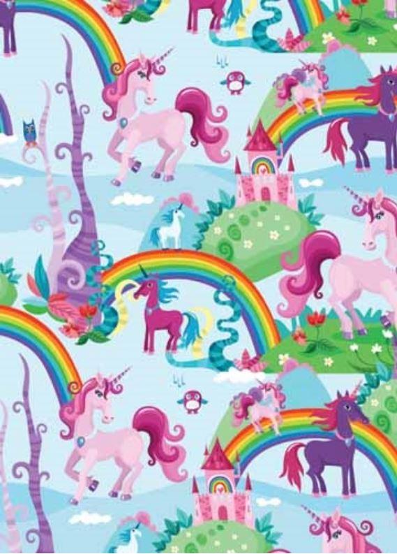 Gift Wrapping Paper Girl Unicorns & Rainbows