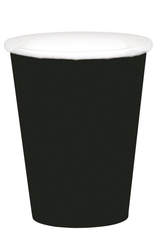 Cups 266ml Paper Jet Black 20 Pack