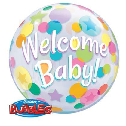 Balloon Bubble Welcome Baby Dots 56cm