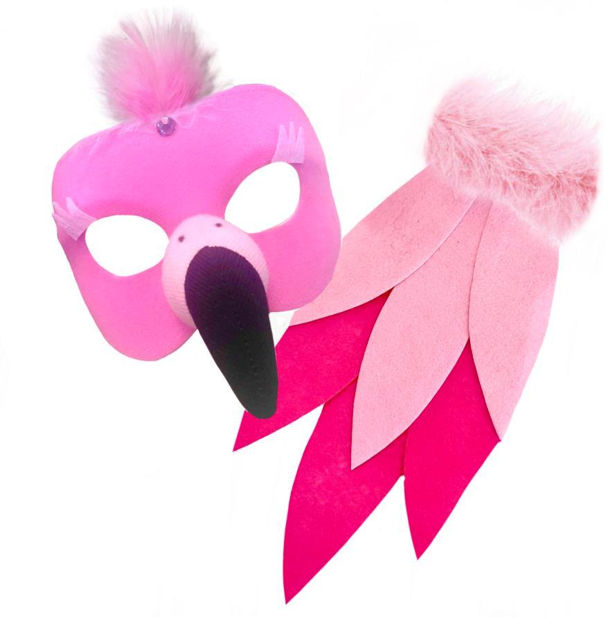 Animal Costume Mask Set Pink Flamingo Deluxe Includes Tail & Mask