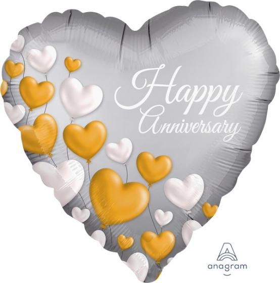 Balloon Foil 45cm Anniversary Hearts