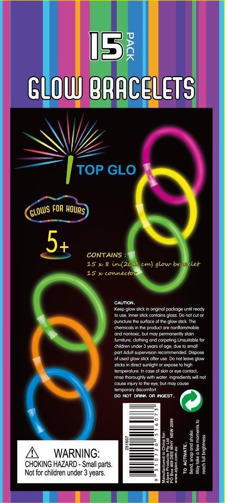 Glow In The Dark Bracelet 20cm Pk/15