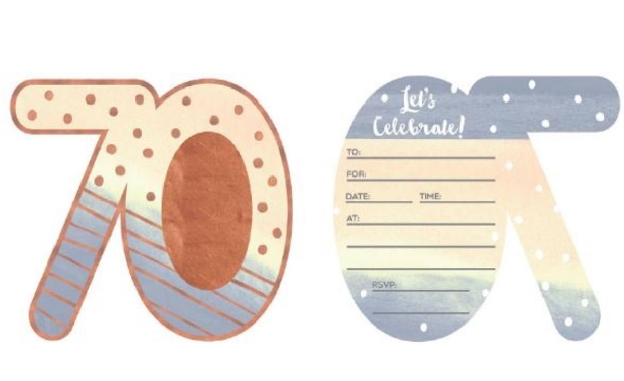 Party Invitation Pk/8 70th (Seventy) Birthday