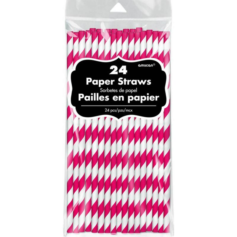 Straws Paper Red Swirl Pk/24
