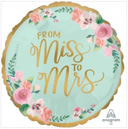 Balloon Foil 45cm From Miss To Mrs Mint