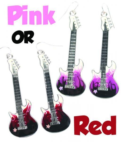 Earrings Guitar Pink  Last Chance Buy