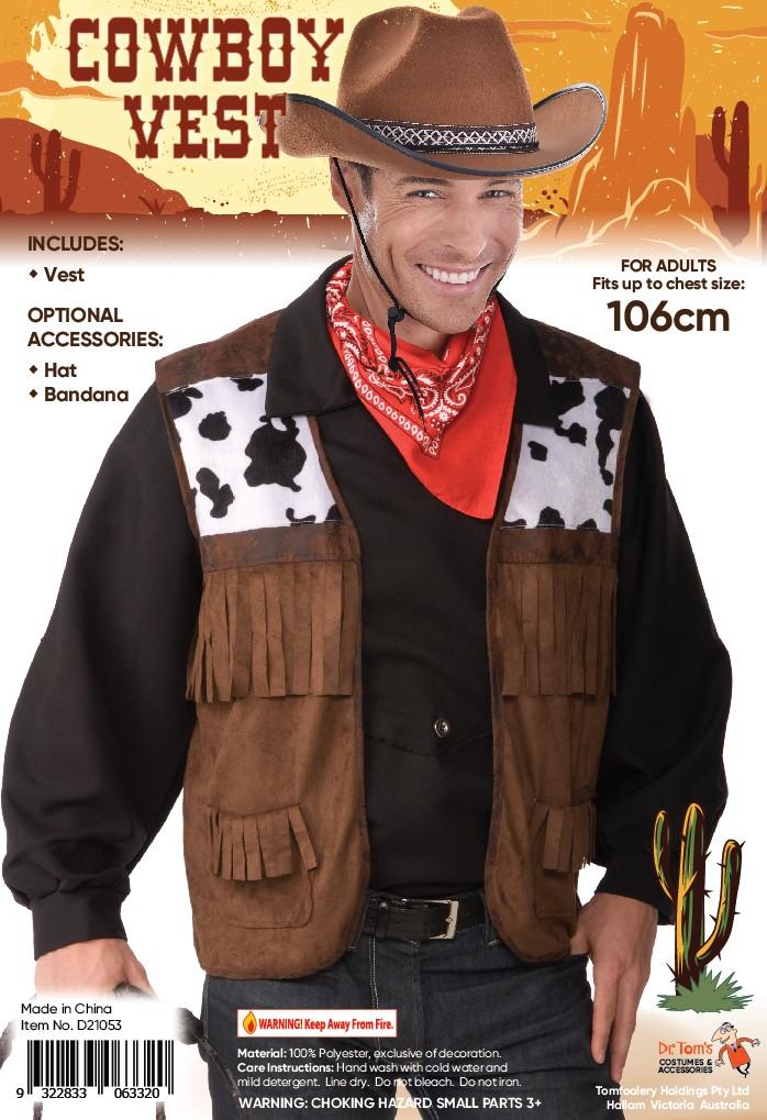 Costume Adult Wild West Cowboy/Cowgirl Vest Large