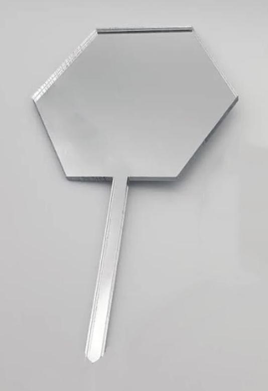 Cake Topper Hexagonal Blank Mirror Silver