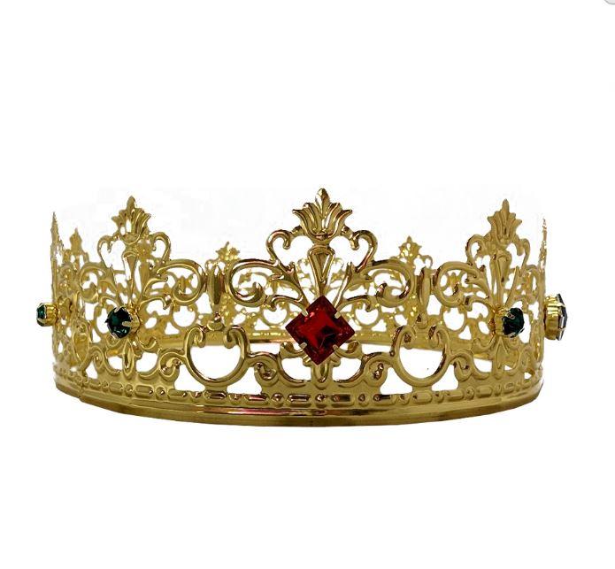 Kings Crown Gold Plated Round With Coloured Gems Deluxe