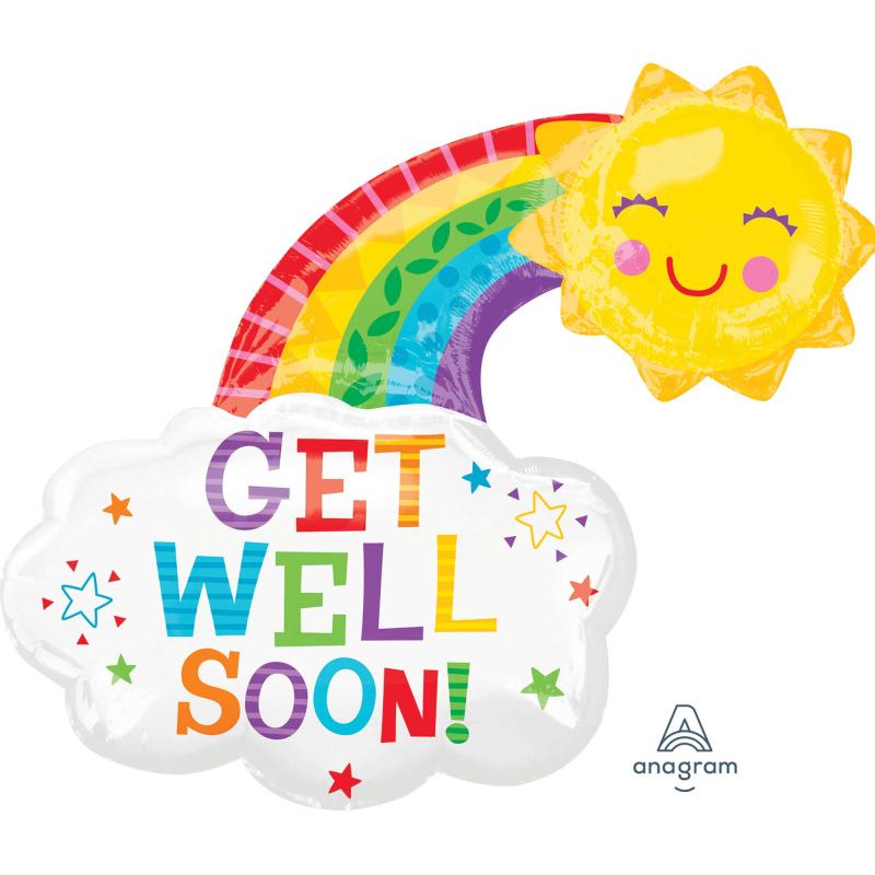 Balloon Foil Supershape Get Well Soon Happy Rainbow 76cm