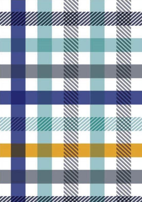Gift Wrapping Paper Blue/Black/Yellow Check Pattern