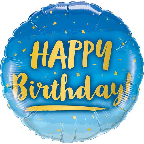 Balloon Foil 45cm Birthday Blue And Gold