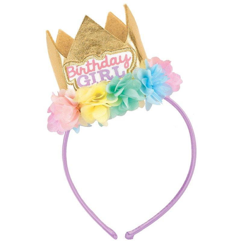 Headband Birthday Girl Fabric With Crown 20cm X 11xm