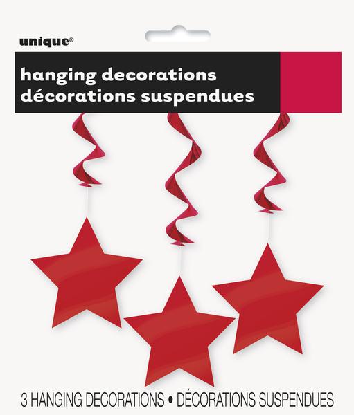 Hanging Stars Red 90cm Pk/3