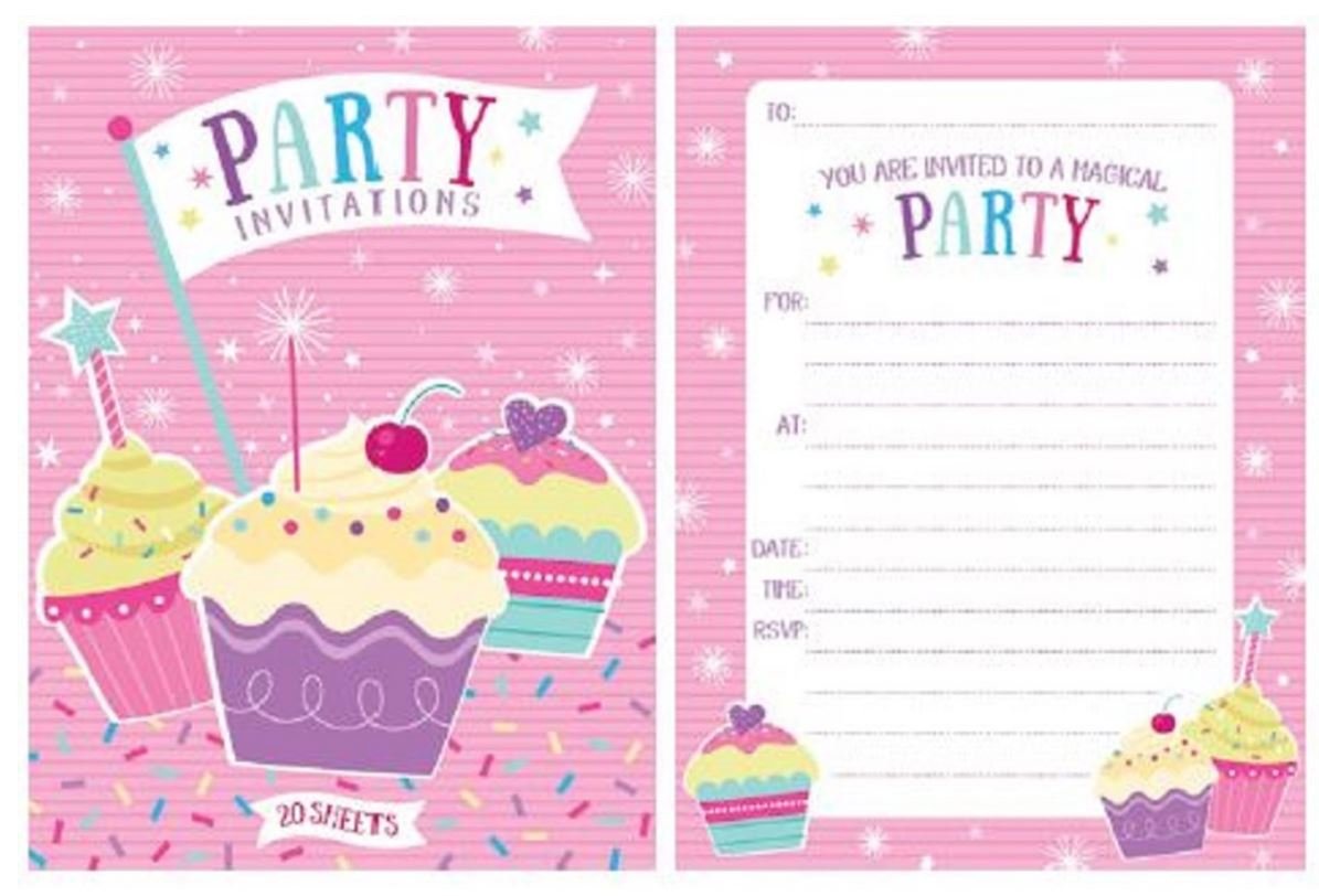 Party Invitation 20 Sheet Pad Cupcake