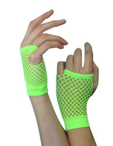 Gloves Fishnet Fingerless Neon Green