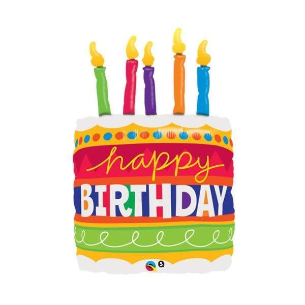 Balloon Foil Shape Happy Birthday Cake