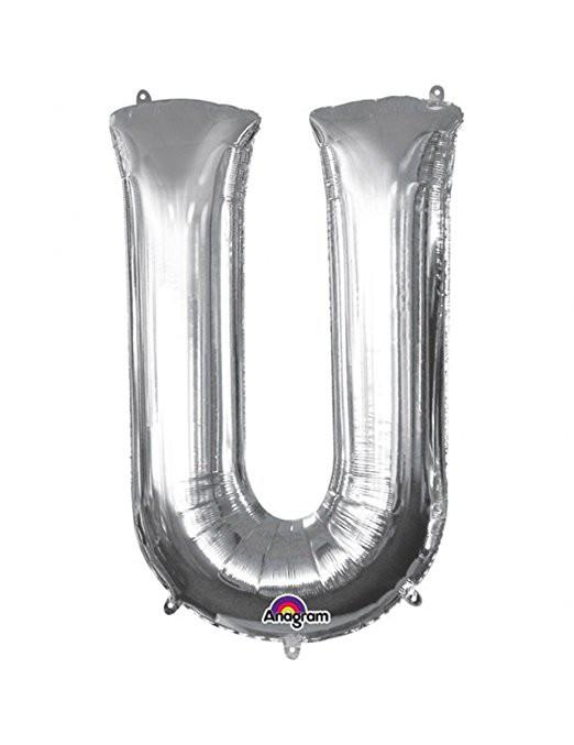 Balloon Foil Letter U Silver 40cm