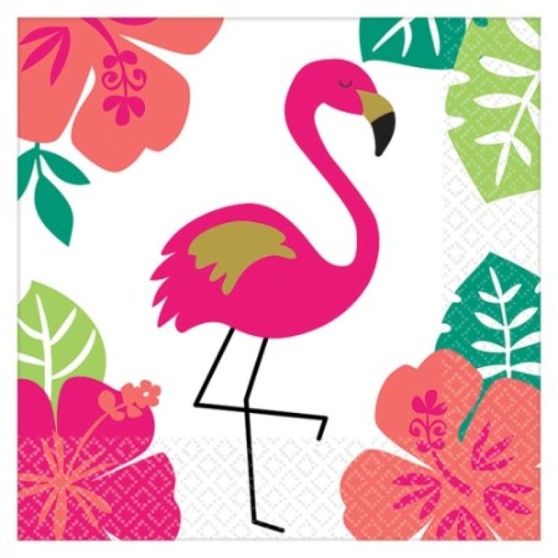 Flamingo Aloha Napkins Beverage 25cm X 25cm Pk/16
