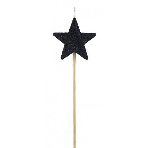 Candle Black Glitter Star Long