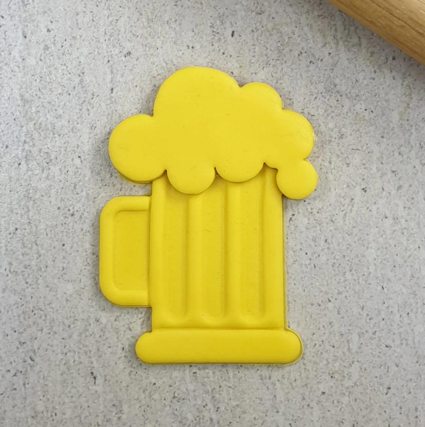 Beer Mug Cookie/Biscuit Embosser & 2x Cutters Set