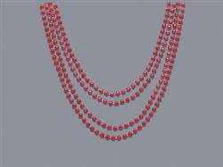 Necklace Beads Metallic Red Pk/4