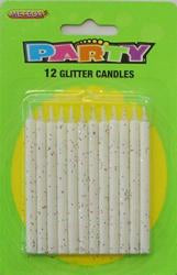 Glitter Candle White 12 Pk