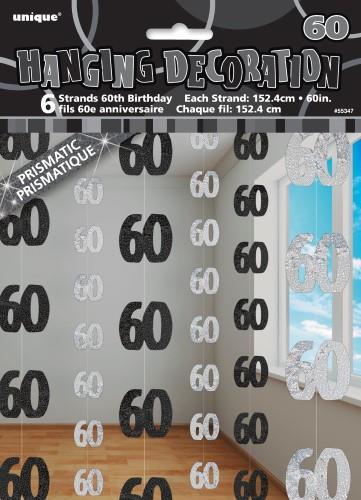 Hanging Decor 60th Bday Silver Pk/6