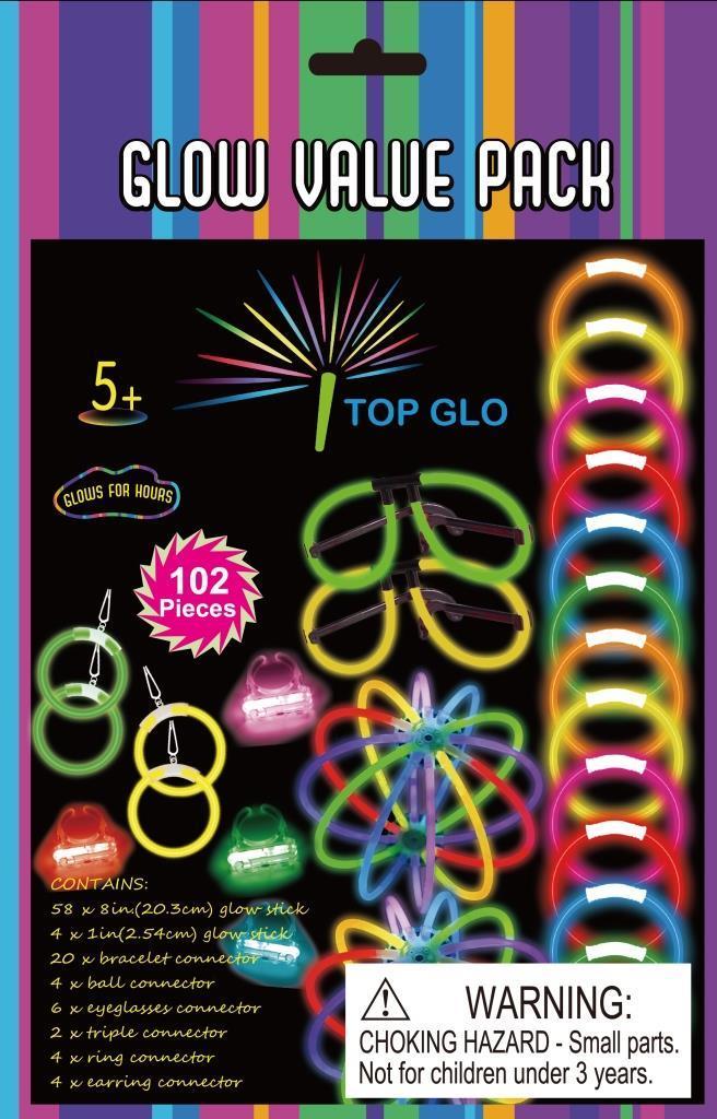 Glow In The Dark Glow Value Pack 102 Pieces Each