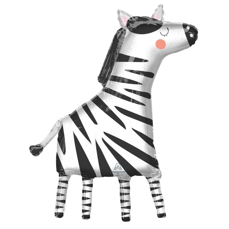 Balloon Foil Shape Zebra Get Wild Safari Jungle 91cm X 60cm