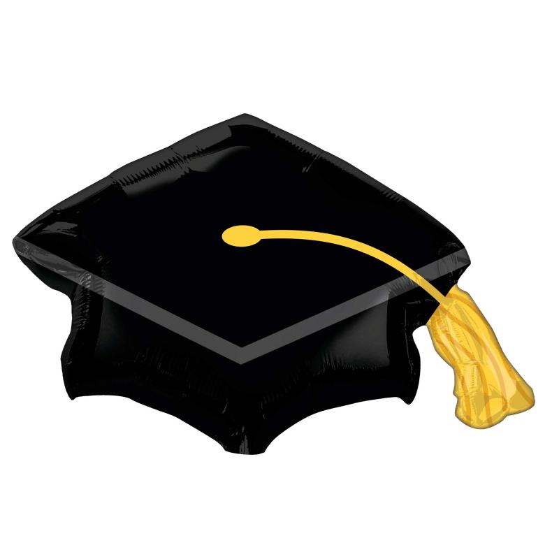 Balloon Foil Supershape Black Graduation Cap 79cm X 56cm