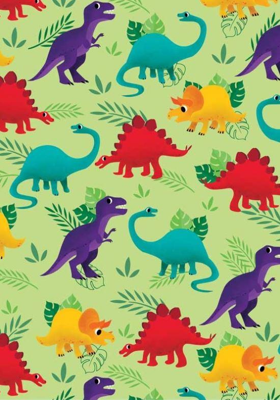 Gift Wrapping Paper Dinosaur Jurassic Bright