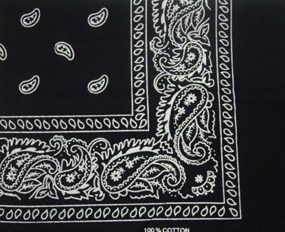 Bandana Black Cowboy/Cowgirl 50 X 50cm Cotton