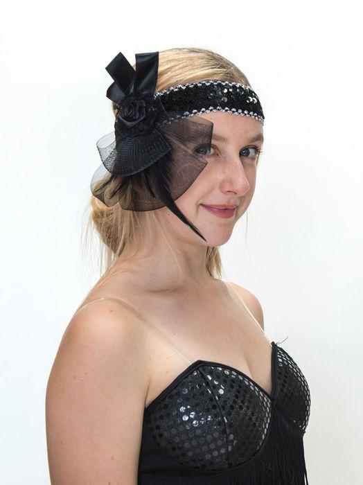 Headband Flapper Deluxe Black 1920s