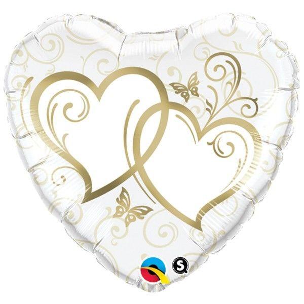 Balloon Foil 45cm Entwined Hearts Gold
