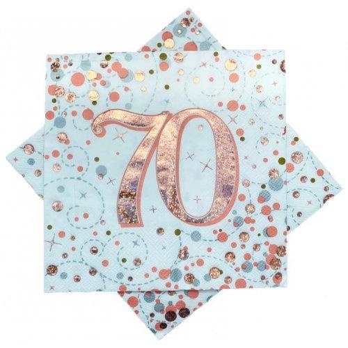 Napkins Happy 70th Birthday Sparkling Fizz Rose Gold Pk/16 33cm