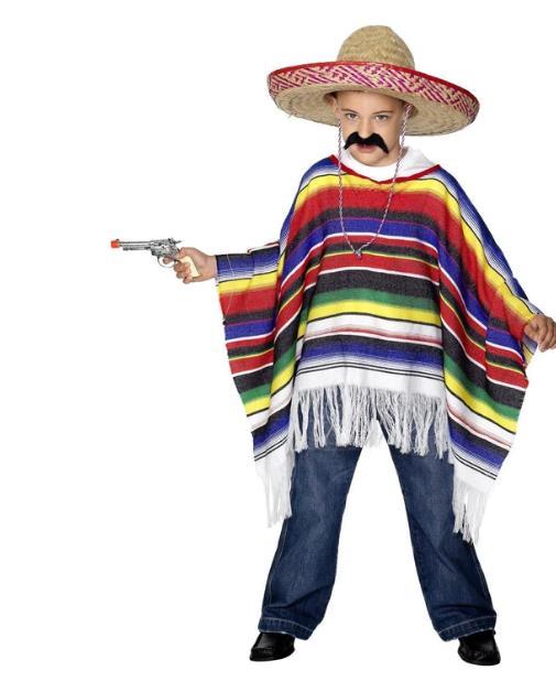 Costume Child Mexican Poncho Multi Coloured One Size