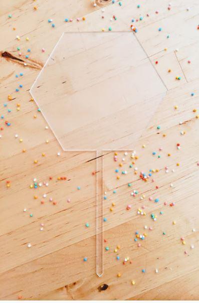 Cake Topper Hexagonal Blank Acrylic Clear