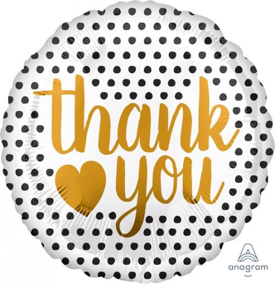 Balloon Foil 45cm Thankyou Black Dots