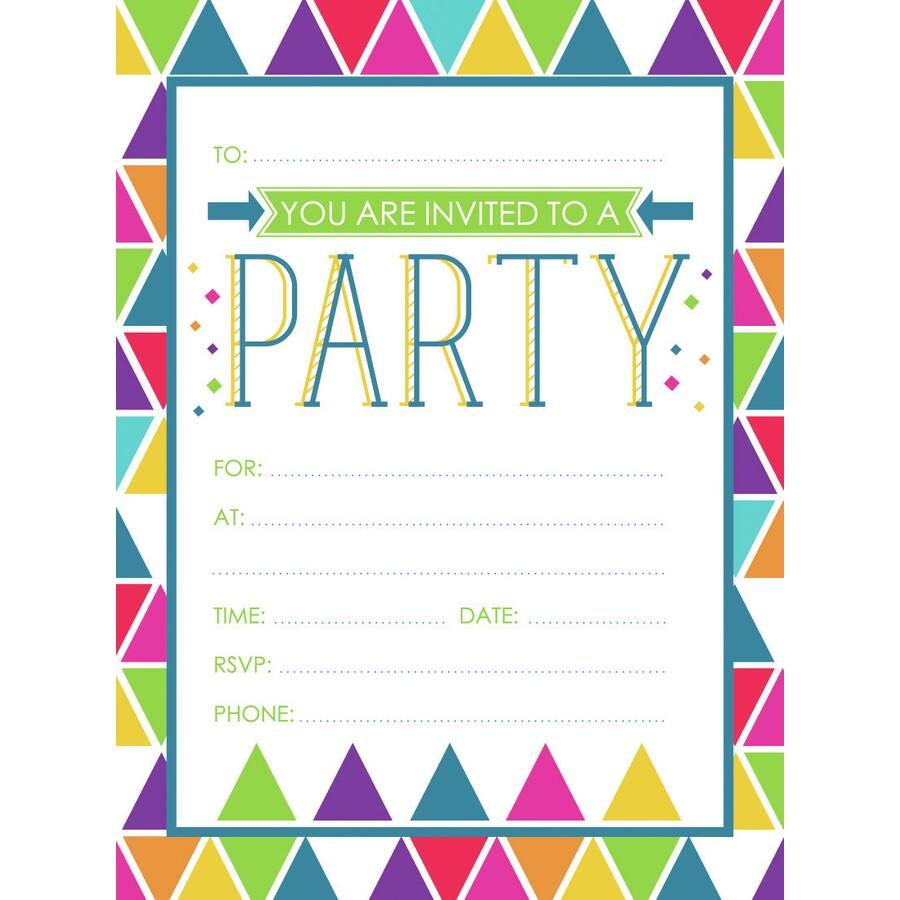 Party Invitation 20 Sheet Pad Geometric Pattern