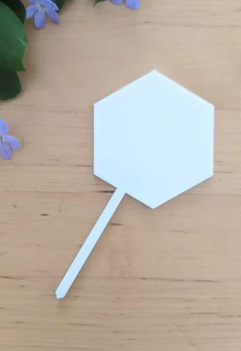 Cake Topper Hexagonal Blank Acrylic White