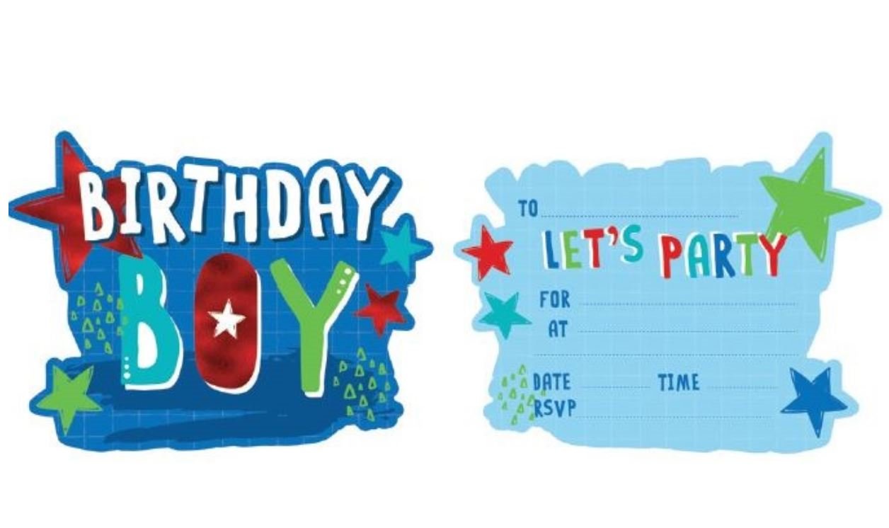 Party Invitation Pk/8 Birthday Boy