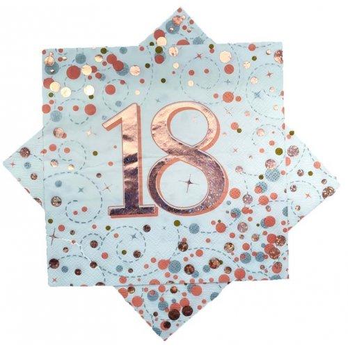 Napkins Happy 18th Birthday Sparkling Fizz Rose Gold Pk/16 33cm