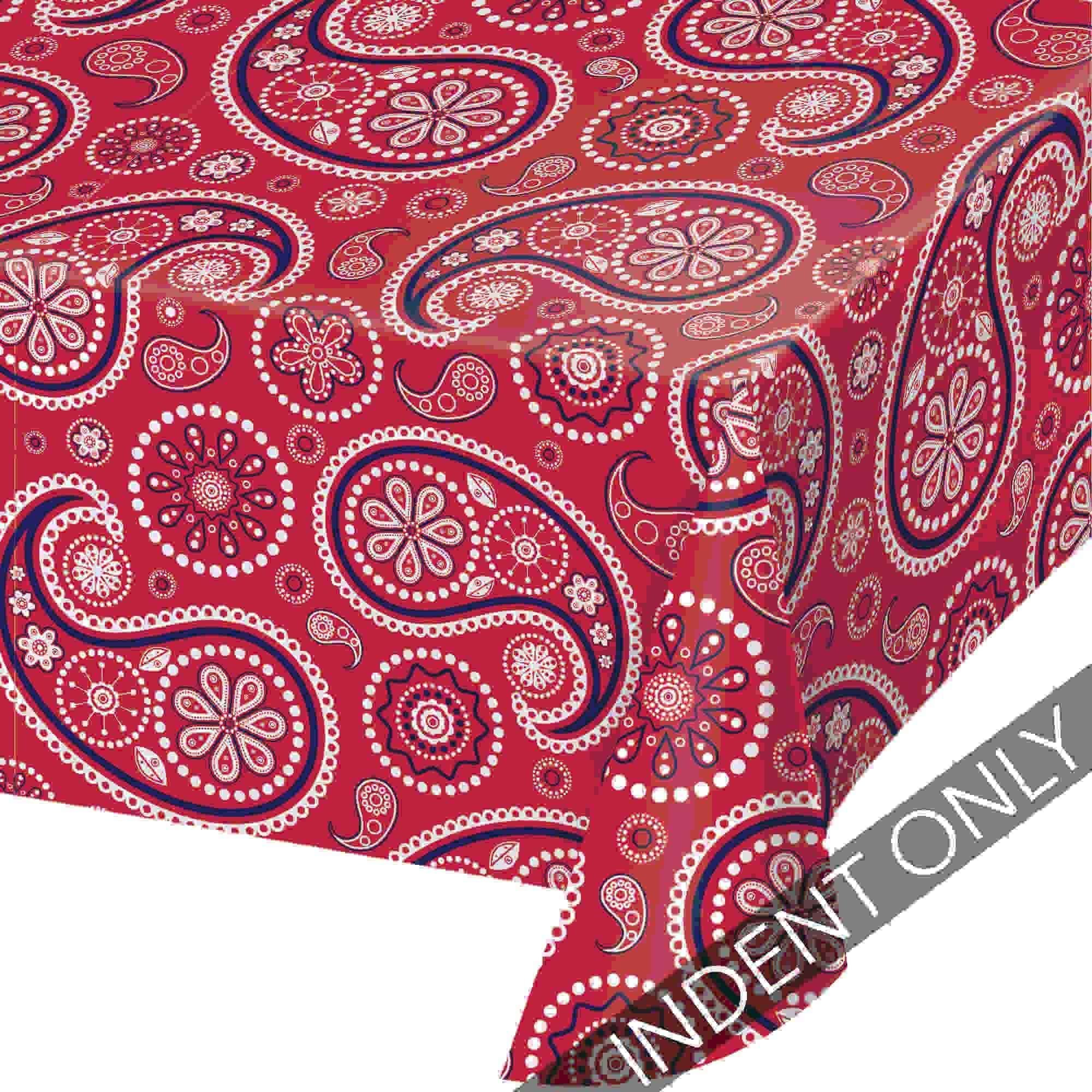 Tablecover Plastic Rectangle Western Red Paisley 54 X 104 Inches