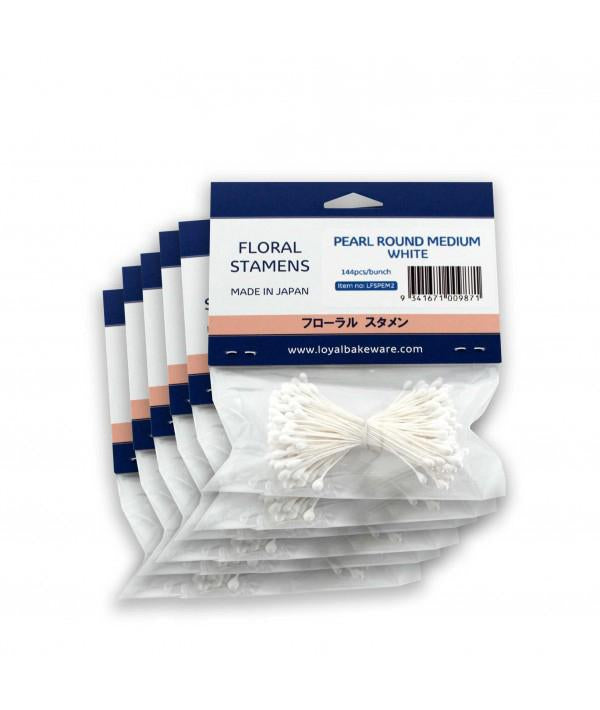 Stamen Pearl Round Med White Pk144