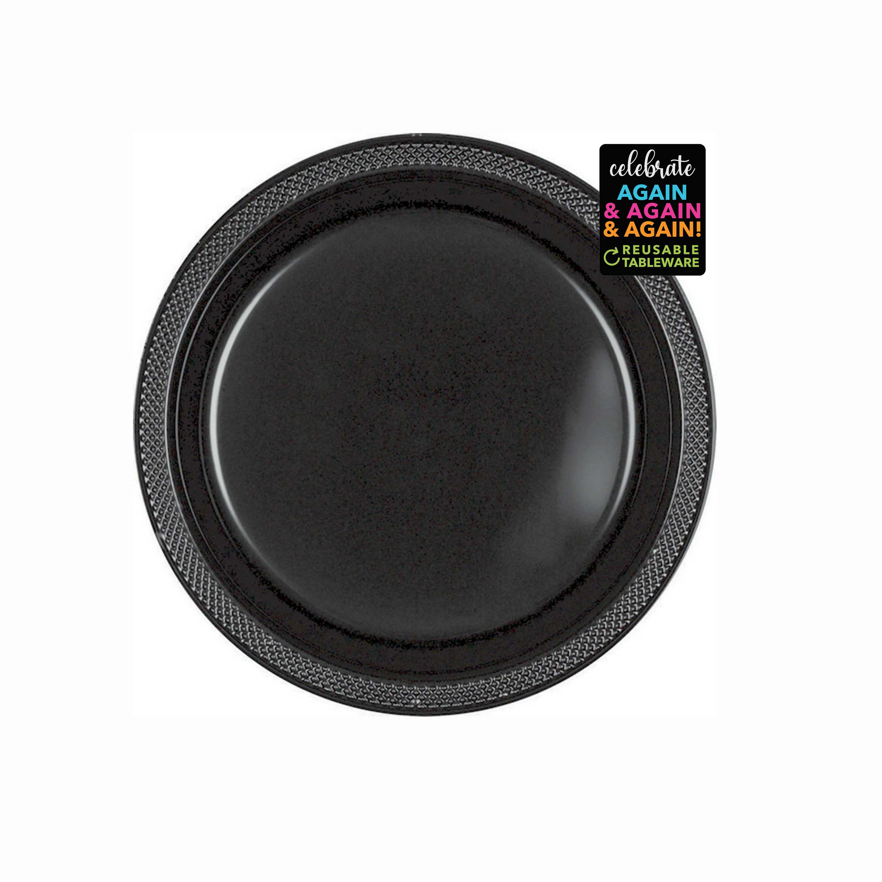 Plates 180mm Black Plastic Pk/25