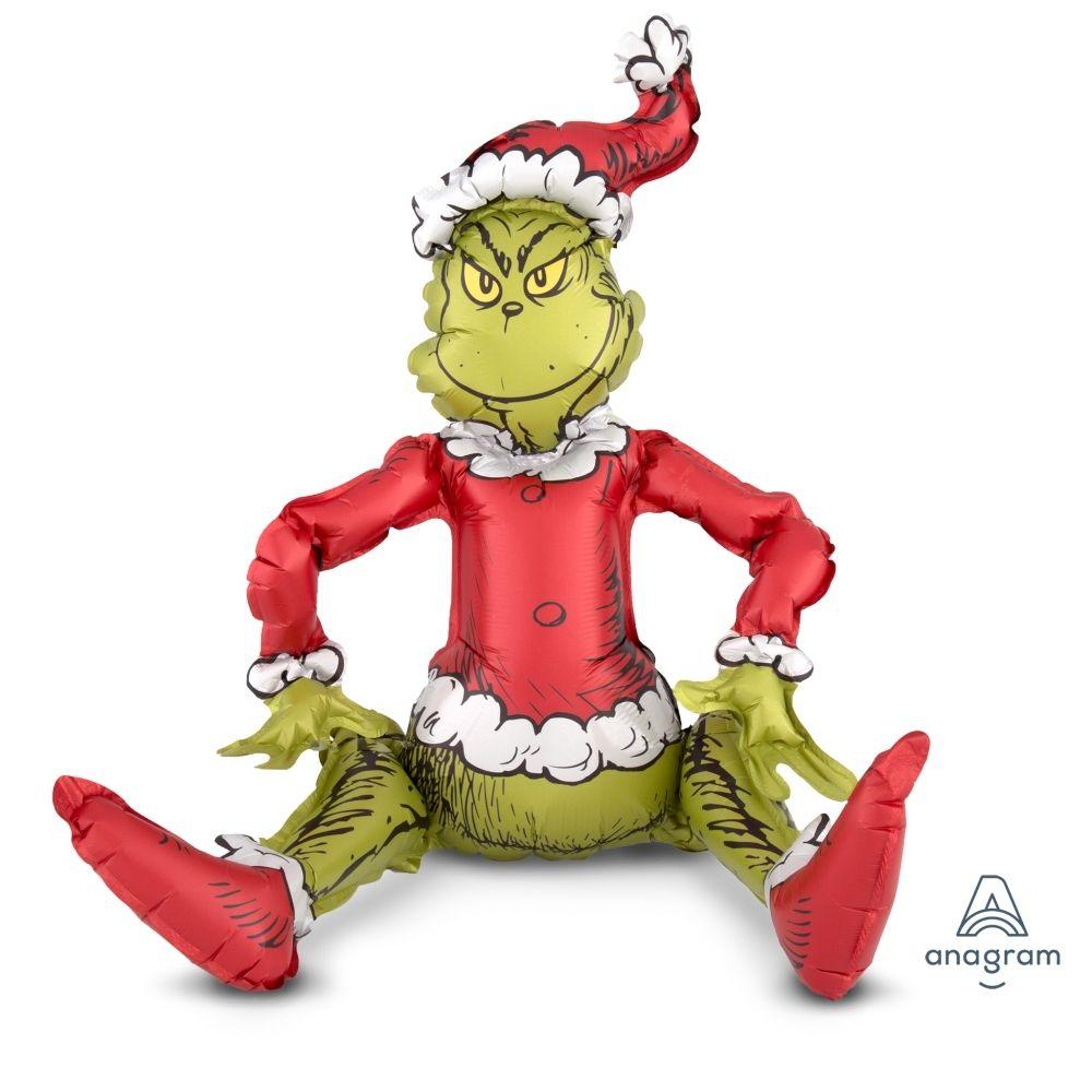 Balloon Foil Shape Sitting Grinch Christmas 48cm X 60cm