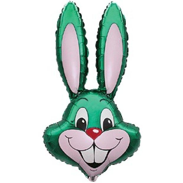 Balloon Foil Bunny Rabbit Head Green 89cm