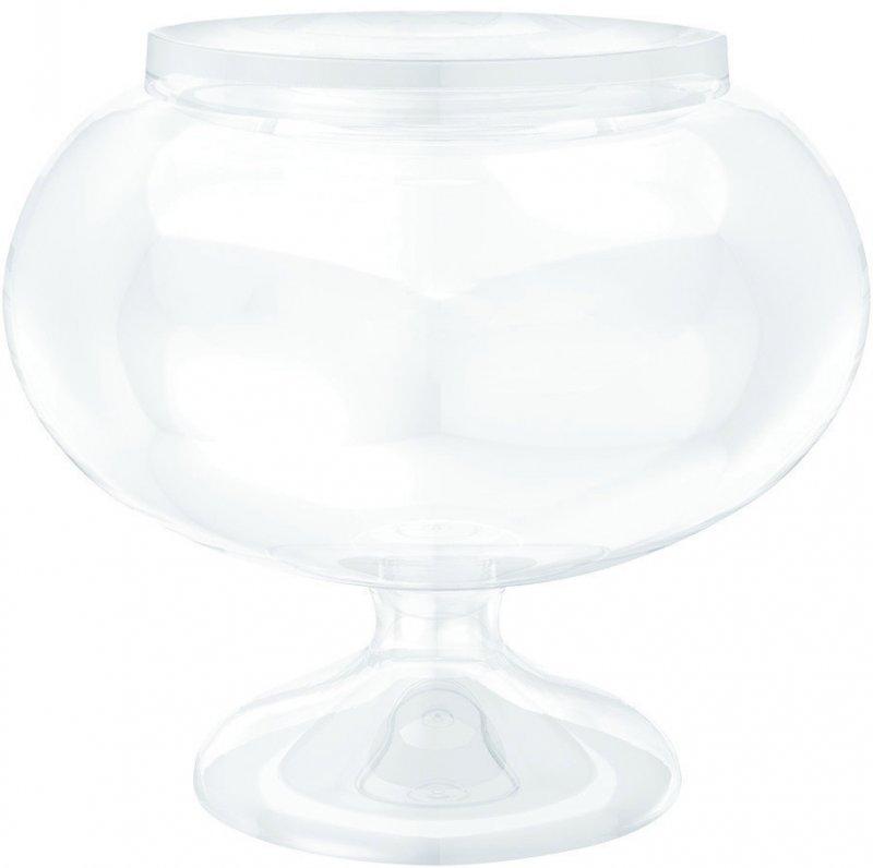 Pedestal Jar Plastic Clear Round